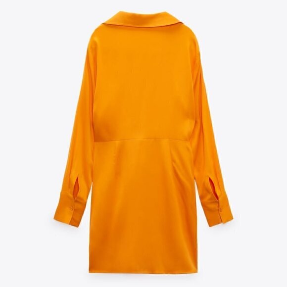 Zara Satin Effect Long Sleeve Dress - Size XS - Picture 8 of 13